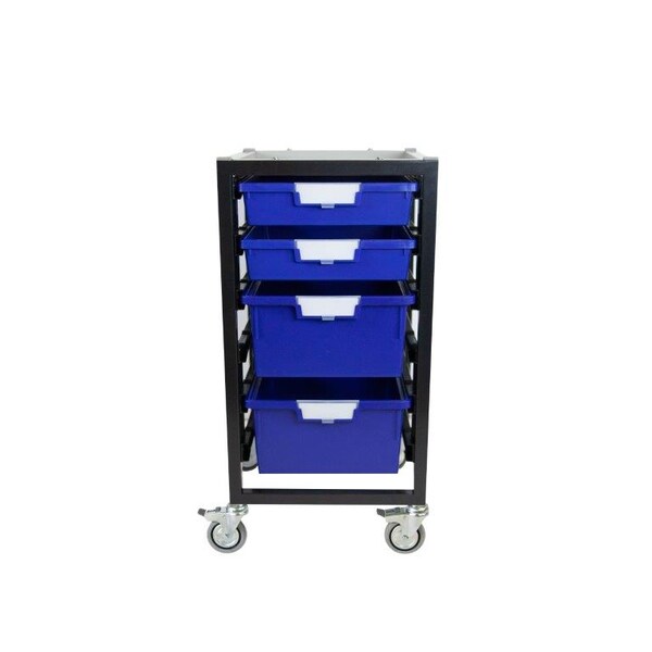 Storsystem Commercial Grade Mobile Bin Storage Cart with 4 Blue High